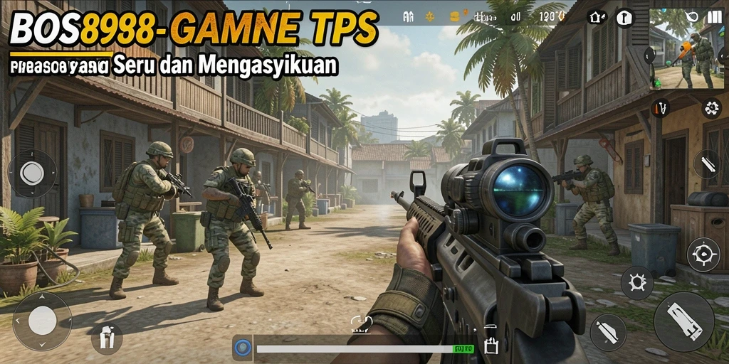 Screenshot utama BOS898 menampilkan aksi pertempuran seru dalam game TPS.