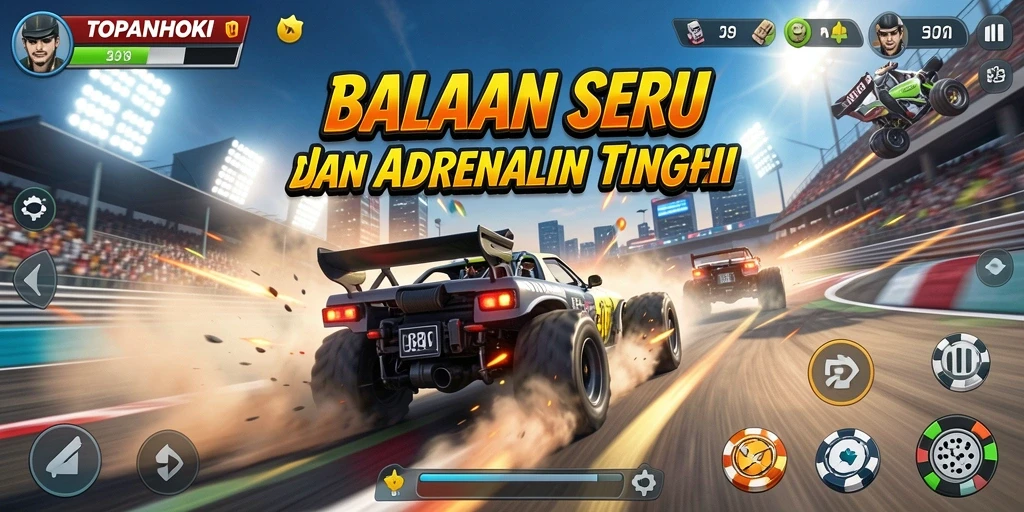 Tampilan gameplay seru dari <strong>TOPANHOKI</strong> dengan balapan yang intens.