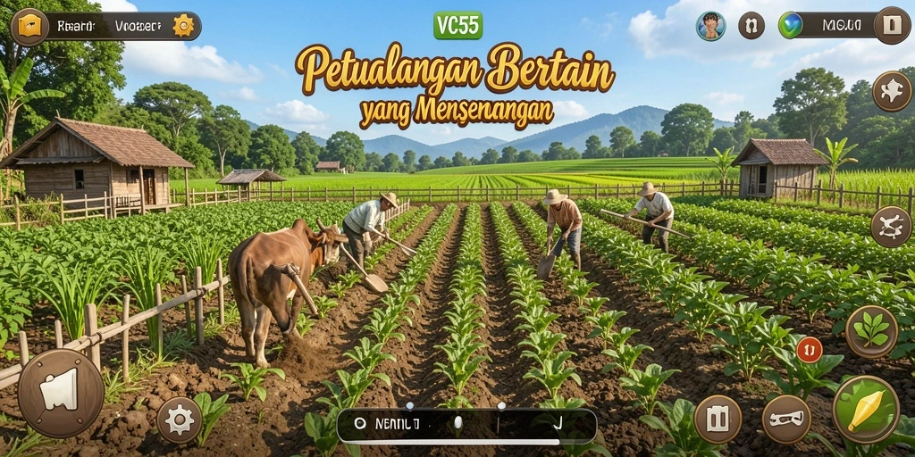 Tampilan gameplay <strong>VC55</strong> menunjukkan kesenangan bertani yang menyenangkan.